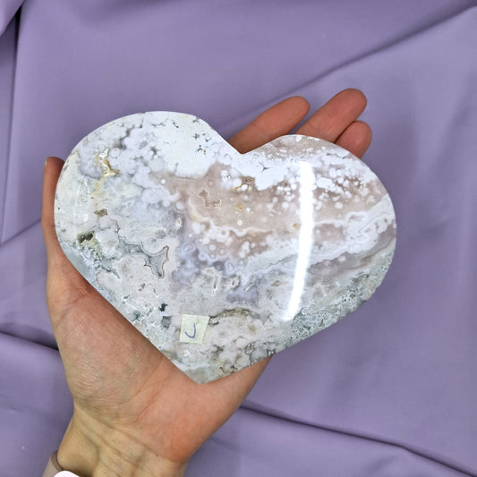 Flower agate x amethyst heart | J 421g