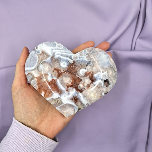 Flower Agate x Amethyst Heart | W 537g
