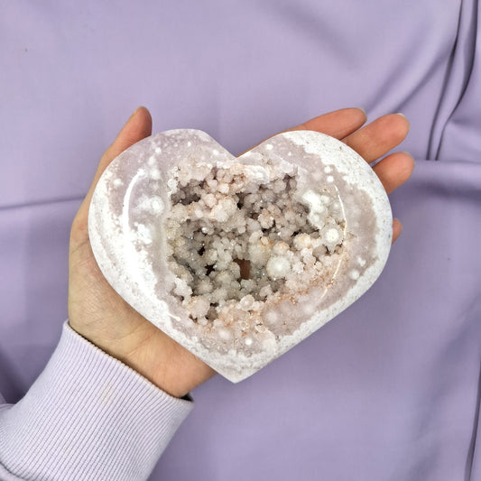 Flower agate x amethyst heart | G 483g