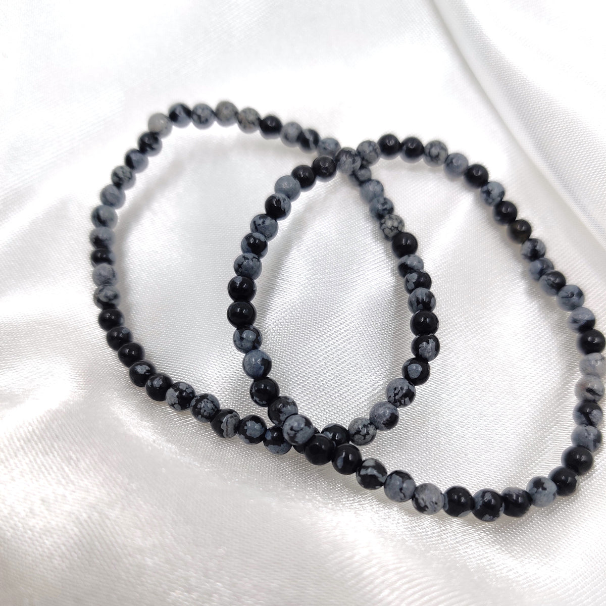 Snowflake Obsidian Beaded Bracelet 4 mm