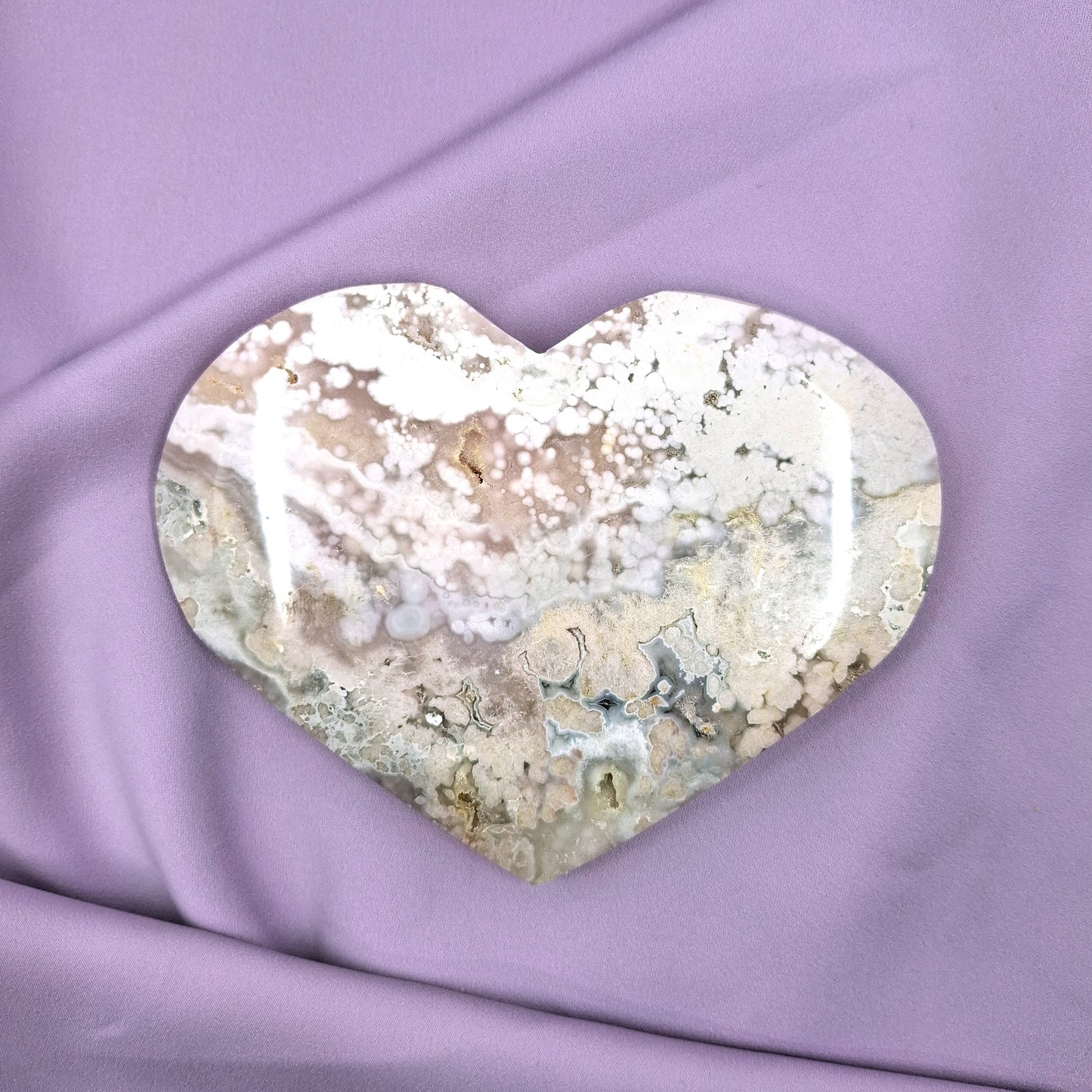 Flower agate x amethyst heart | J 421g