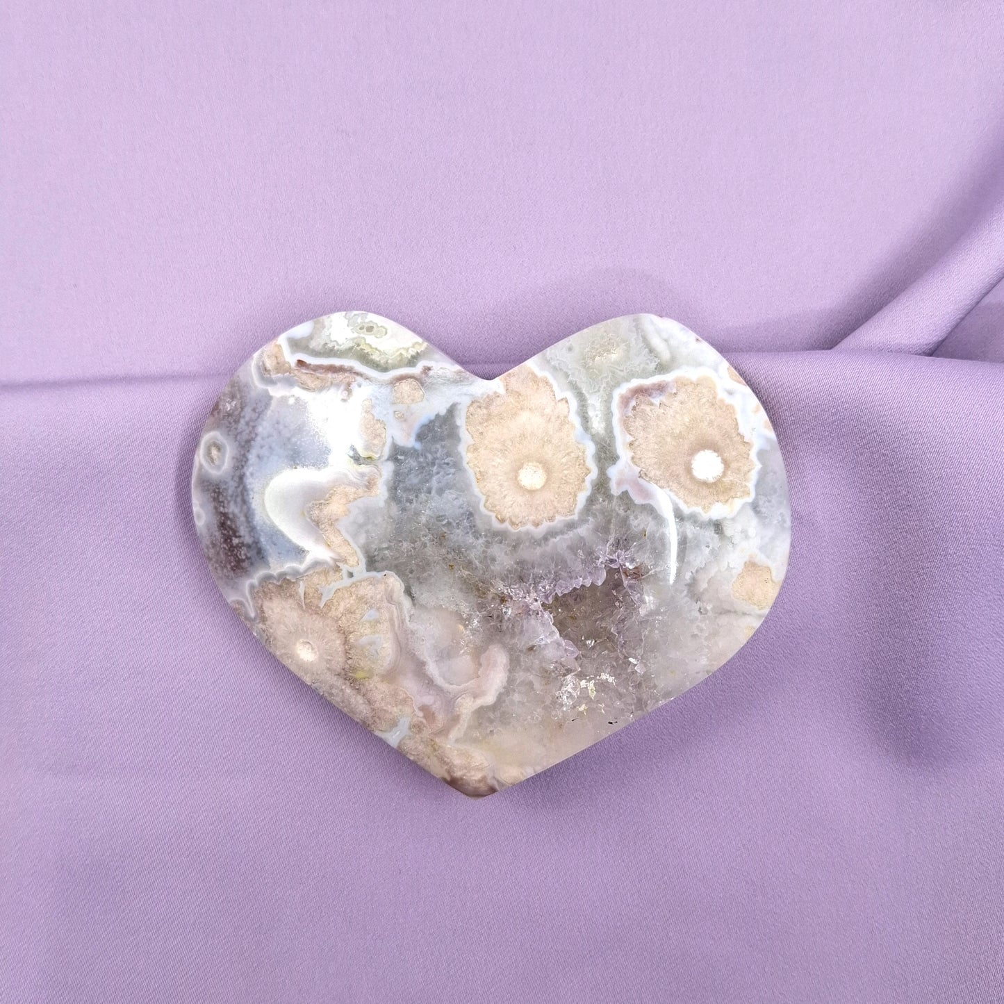 Flower agate x amethyst heart | W 262g