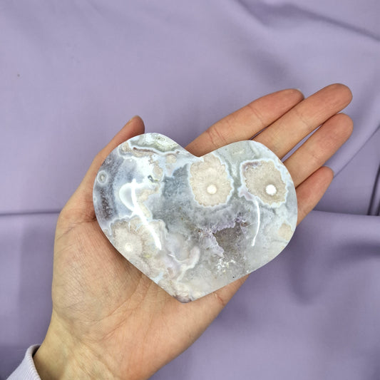 Flower agate x amethyst heart | W 262g