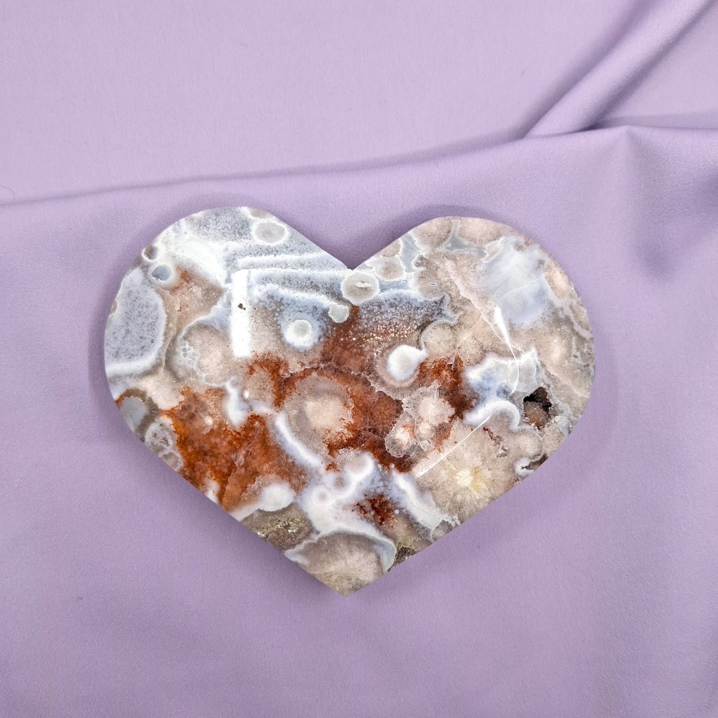 Flower Agate x Amethyst Heart | W 537g