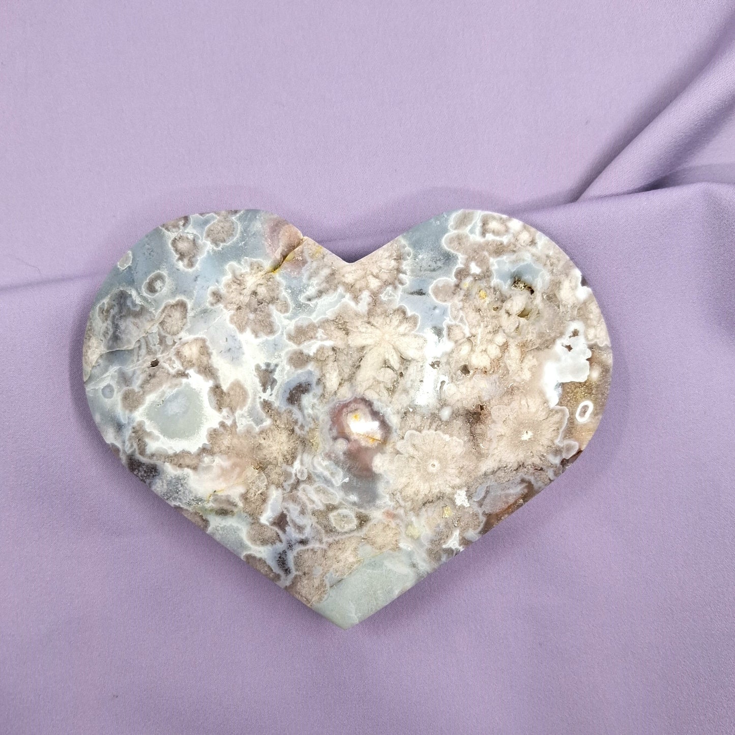 Flower Agate x Amethyst Heart | W 537g
