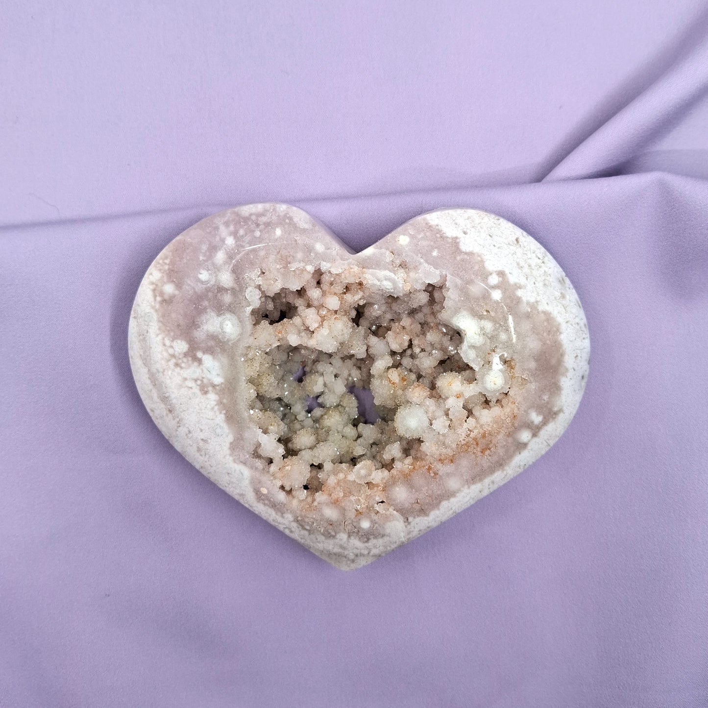 Flower agate x amethyst heart | G 483g