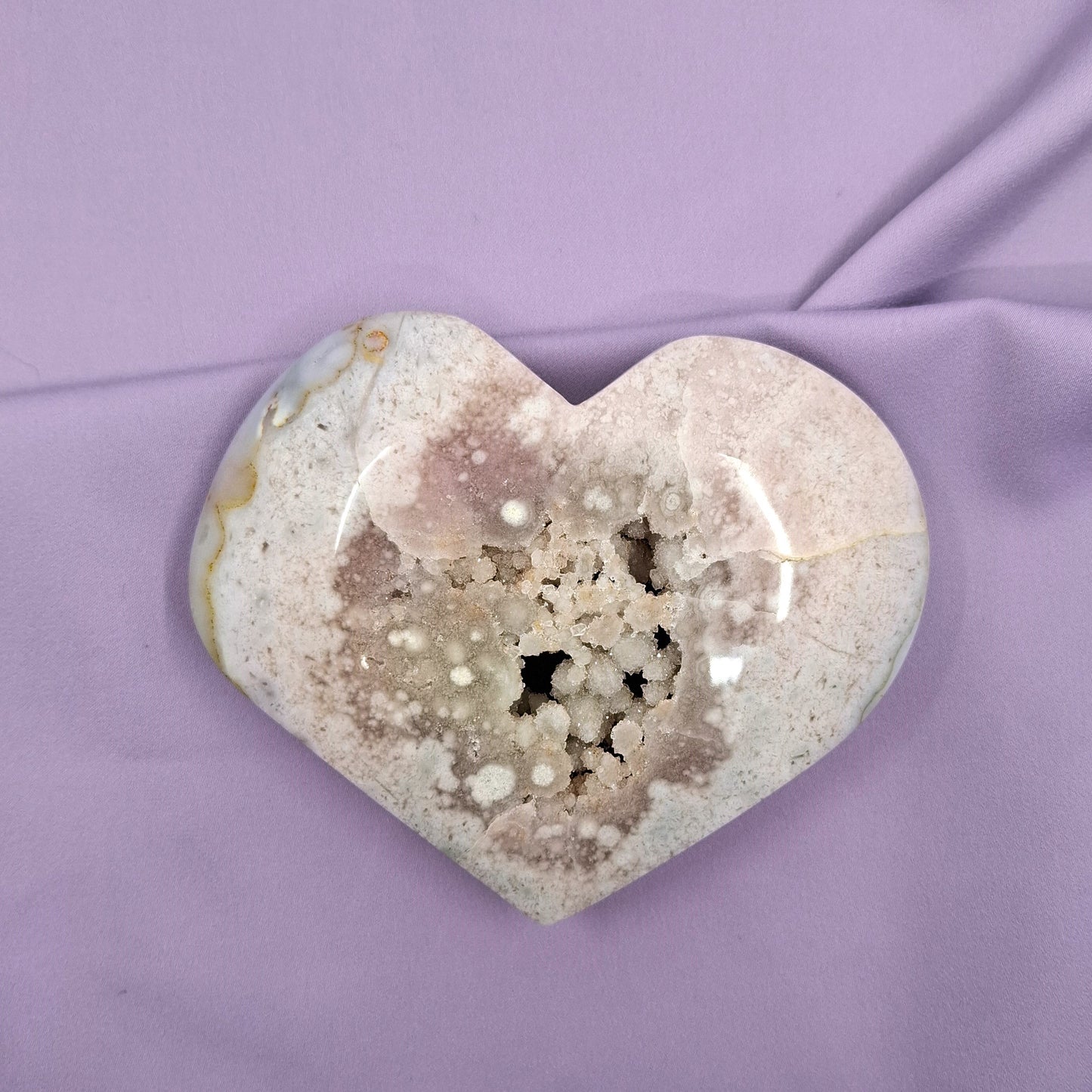 Flower agate x amethyst heart | G 483g
