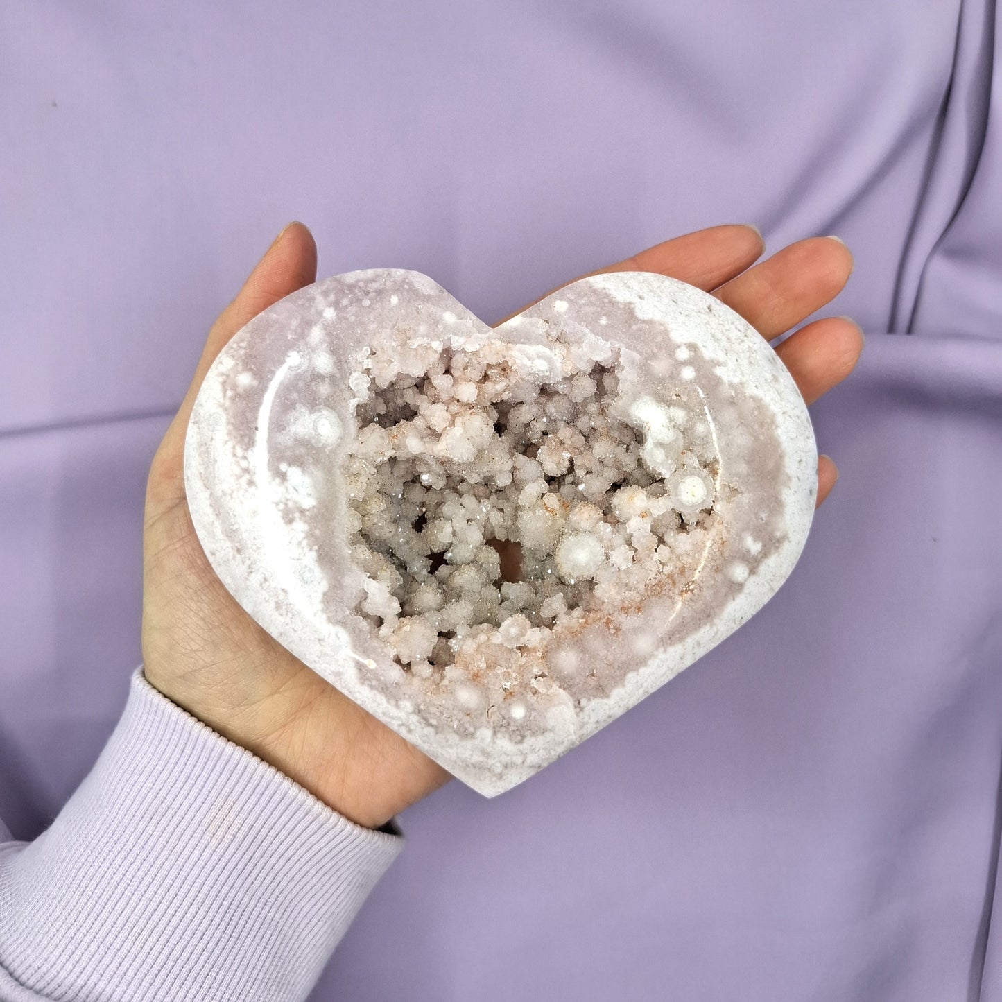 Flower agate x amethyst heart | G 483g