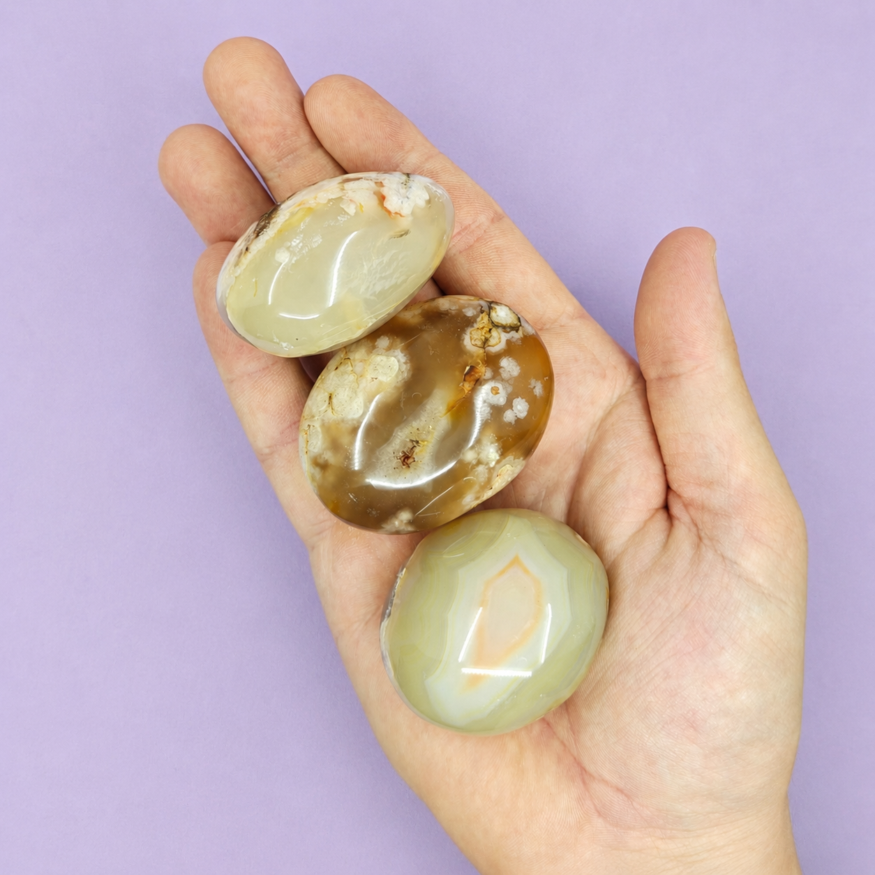 Flower Agate Palm Stone