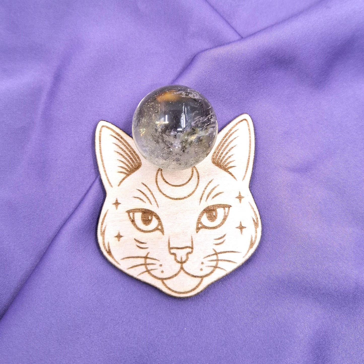 Amethyst Cat Crystal Ball Stand