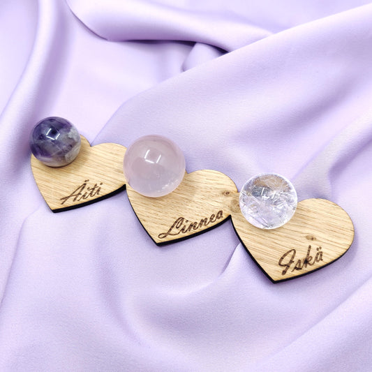 Personalised Crystal Sphere Stand | Small Heart
