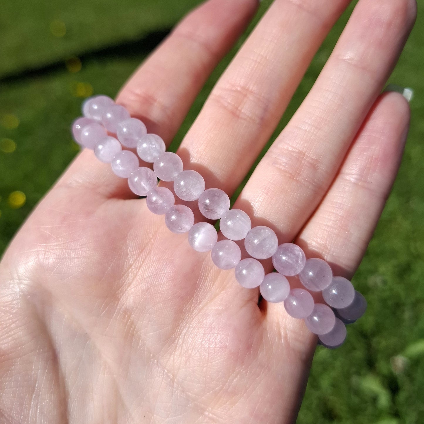 Kunzite Beaded Bracelet 6 mm