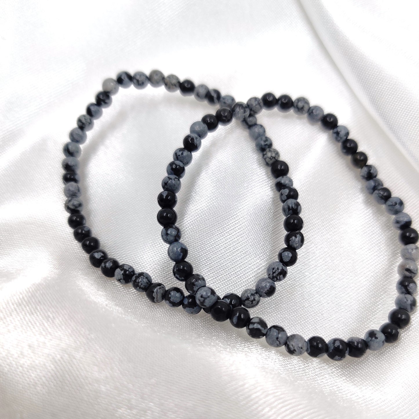 Snowflake Obsidian Beaded Bracelet 4 mm