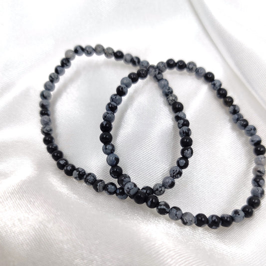 Snowflake Obsidian Beaded Bracelet 4 mm
