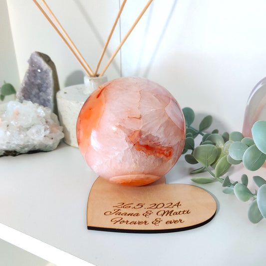 Personalised Crystal Sphere Stand | Large Heart