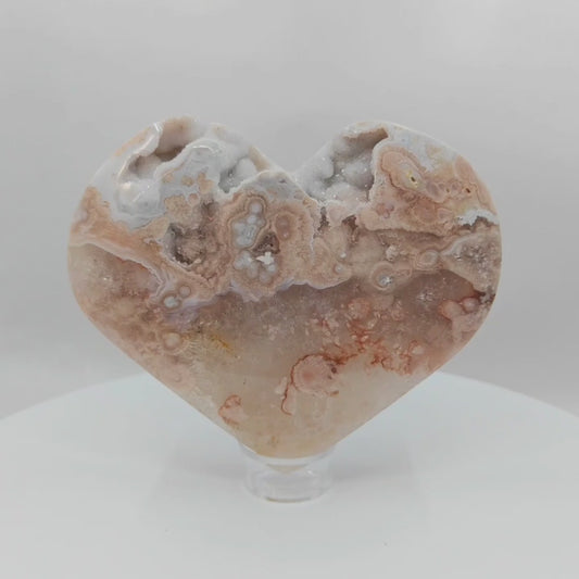 Flower Agate & Amethyst Heart | K 615 g