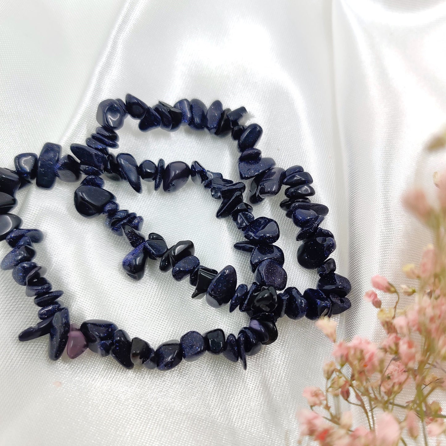 Blue goldstone hippie bracelet